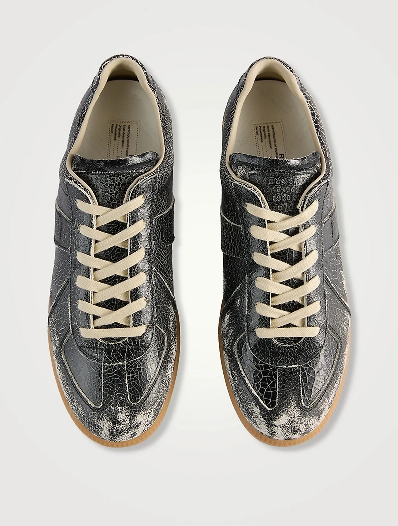 Replica Cracked Leather Sneakers