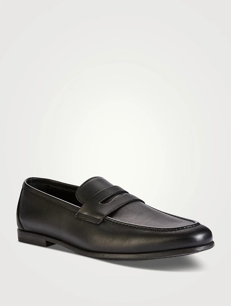 Tumbled Leather Penny Loafers