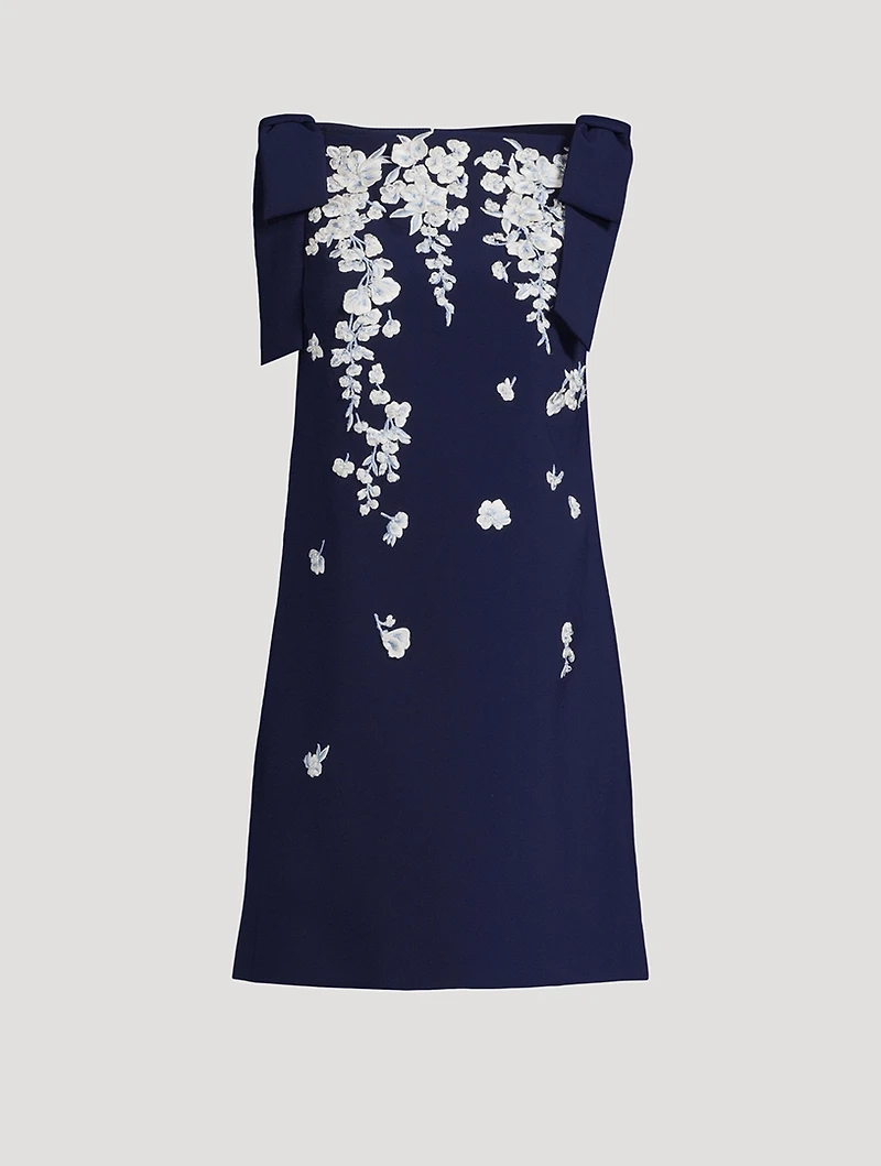 Floral-Embroidered Shift Dress