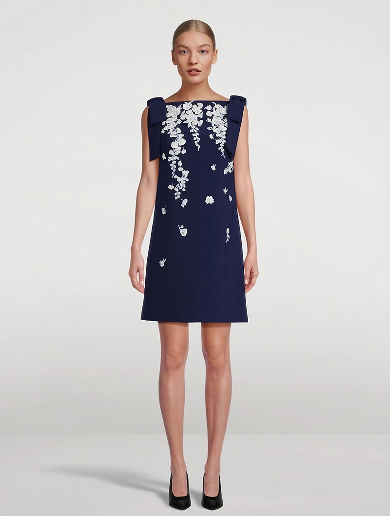 Floral-Embroidered Shift Dress