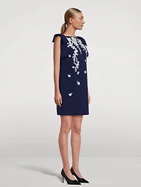 Floral-Embroidered Shift Dress