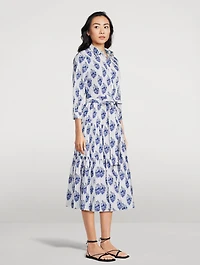 Belted Poplin Shirt Dress Floral Print