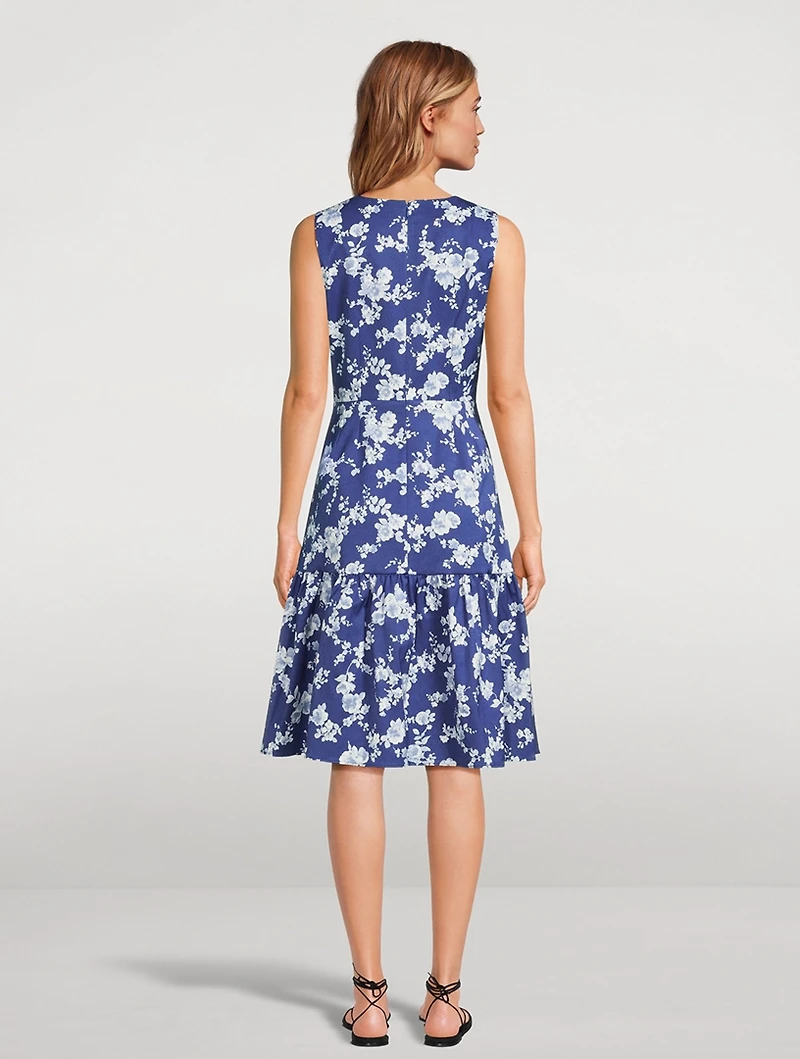 Cotton Faille Dress Floral Print