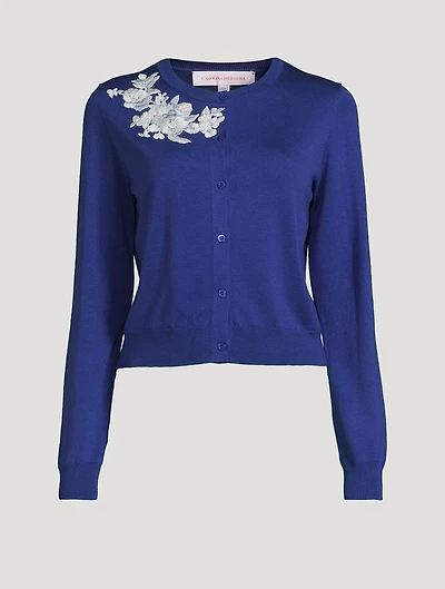 Floral-Embroidered Cardigan