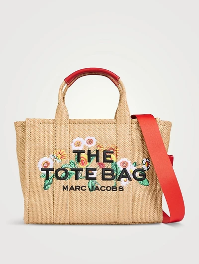 The Medium Daisy-Embroidered Raffia Tote Bag