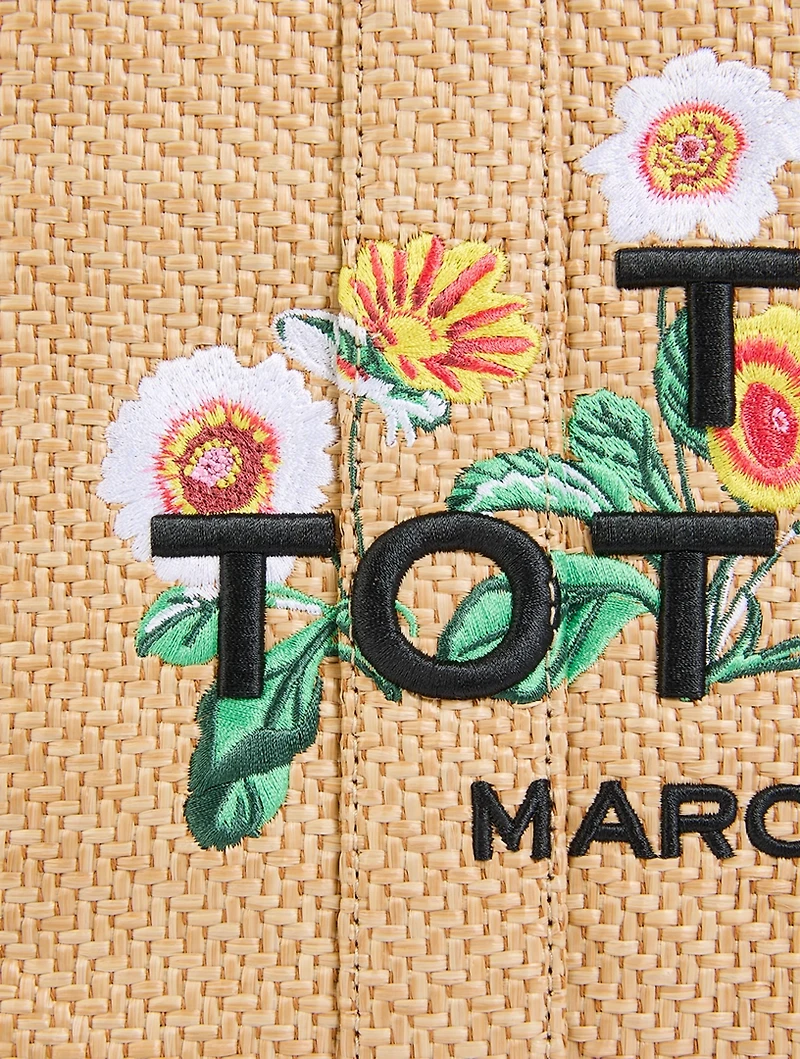 The Medium Daisy-Embroidered Raffia Tote Bag