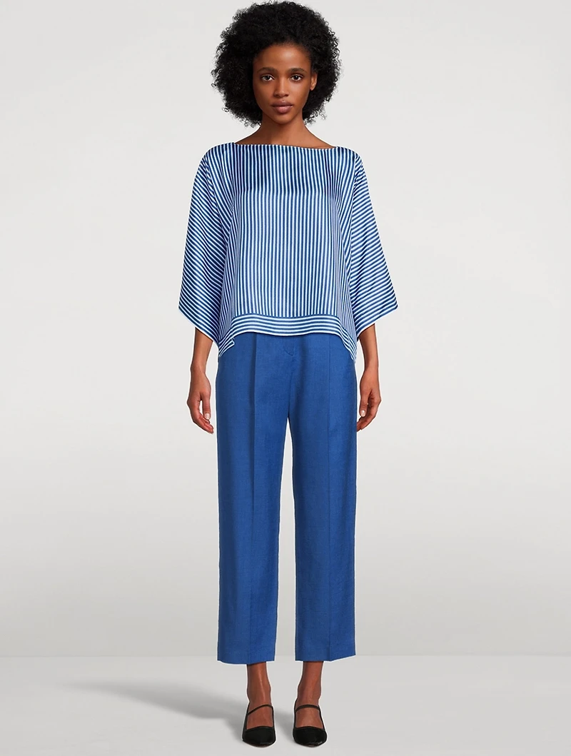 Silk Blouse In Stripe Print
