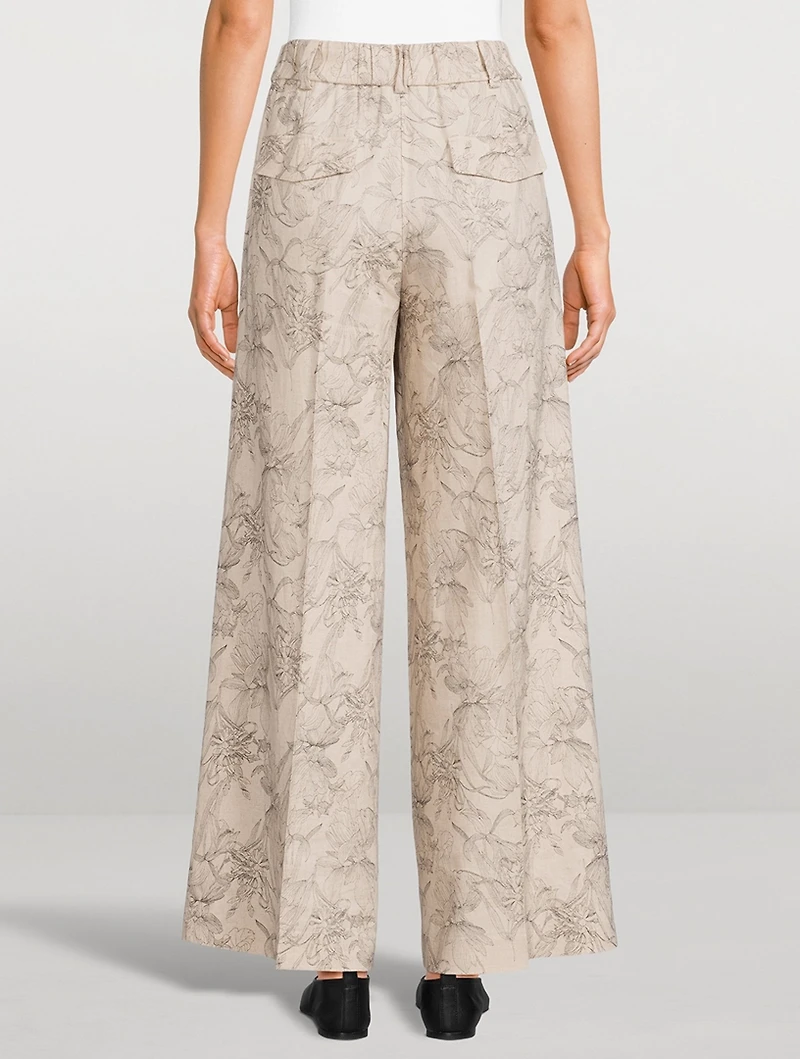 Marlene Wide-Leg Trousers Floral Print