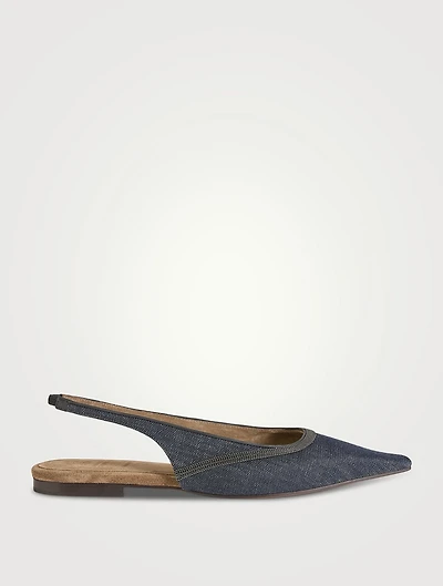 Denim Slingback Flats