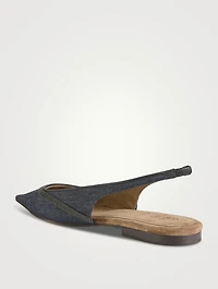 Denim Slingback Flats