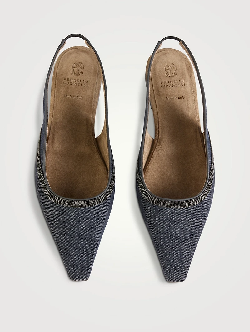 Denim Slingback Flats