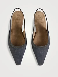 Denim Slingback Flats