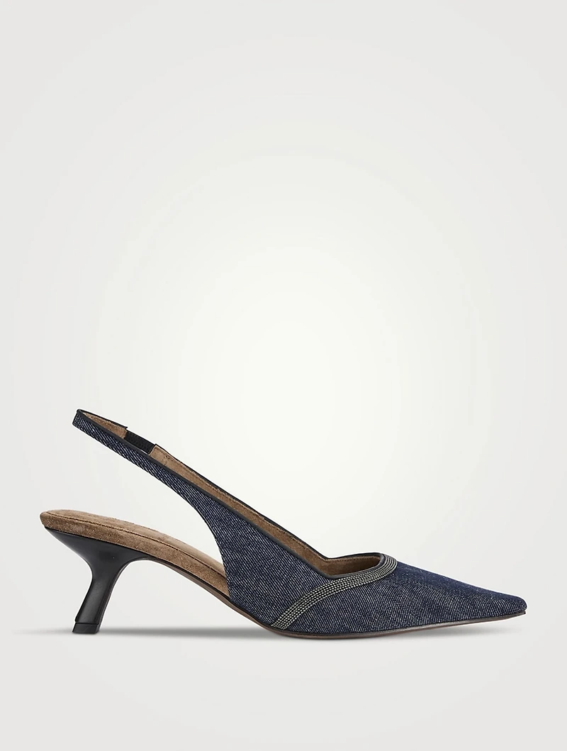 Denim Slingback Pumps