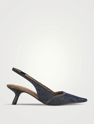 Denim Slingback Pumps