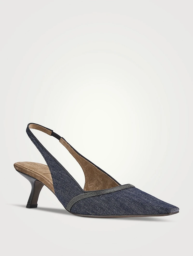 Denim Slingback Pumps
