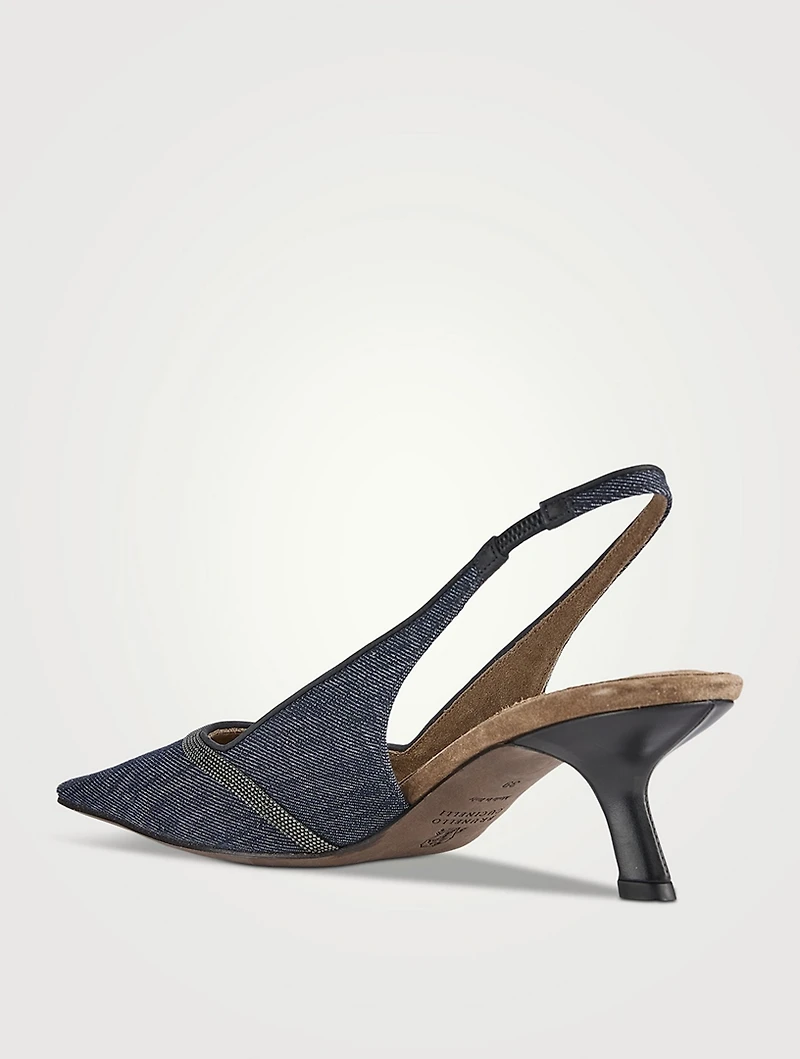 Denim Slingback Pumps