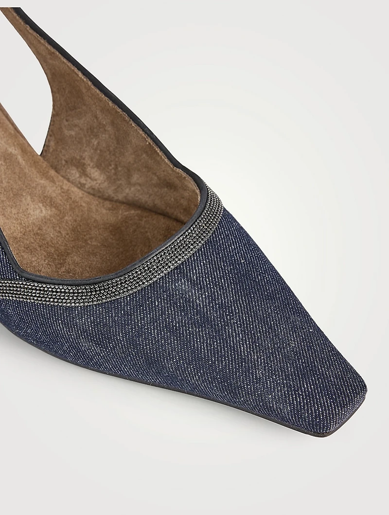 Denim Slingback Pumps