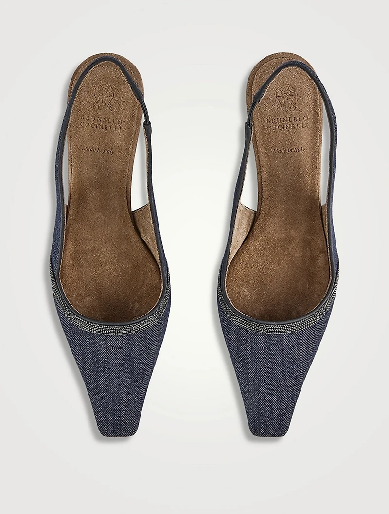 Denim Slingback Pumps