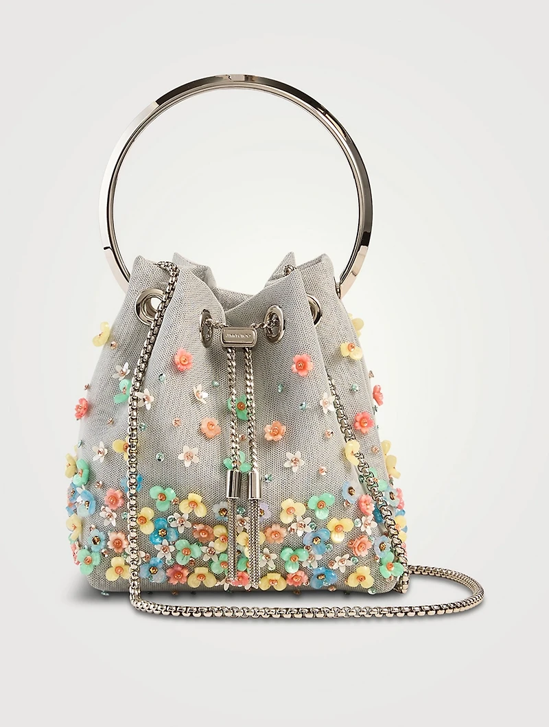 Bon Bon Floral-Embellished Metal Mesh Clutch