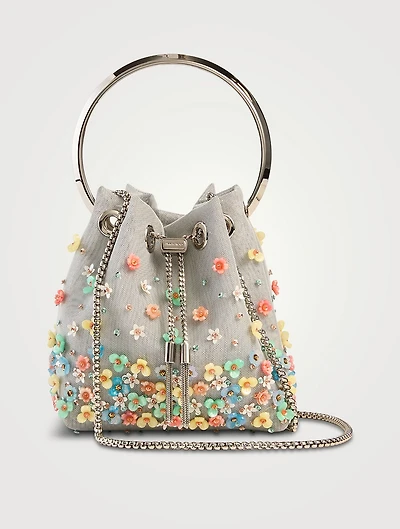 Bon Bon Floral-Embellished Metal Mesh Clutch