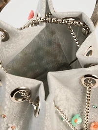 Bon Bon Floral-Embellished Metal Mesh Clutch