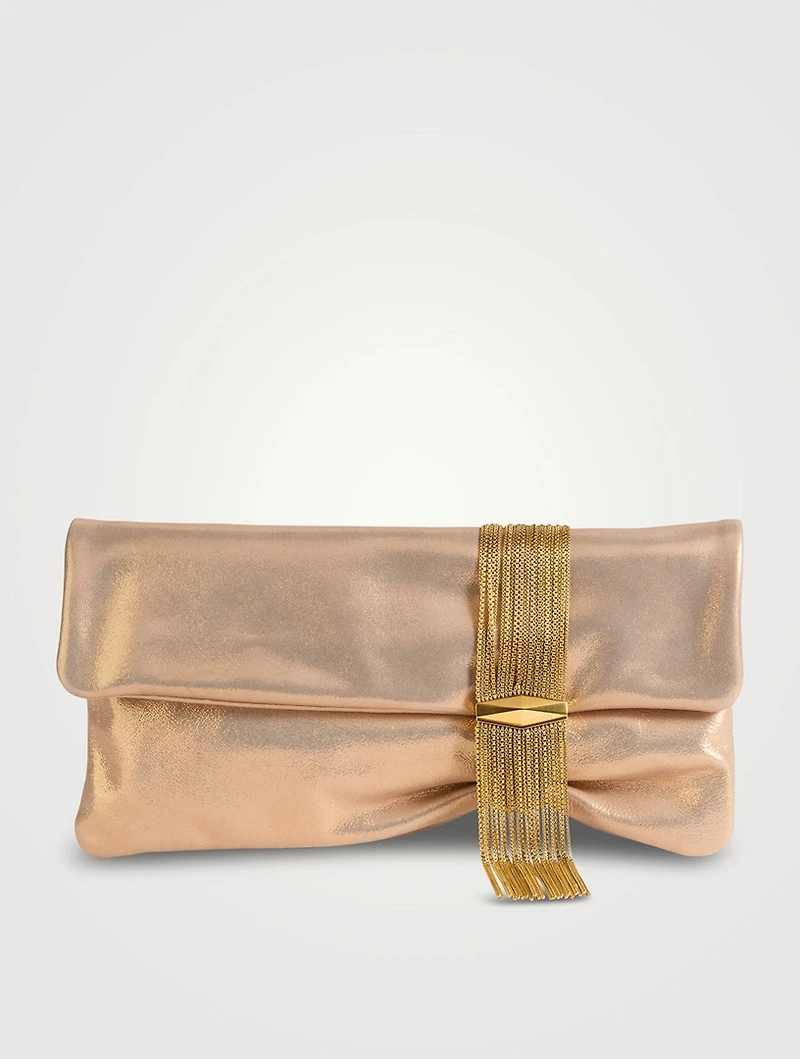 Zandra Metallic Leather Clutch