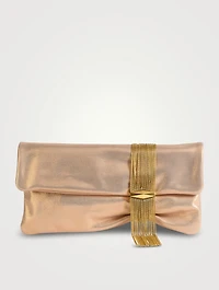 Zandra Metallic Leather Clutch