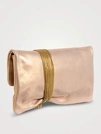 Zandra Metallic Leather Clutch
