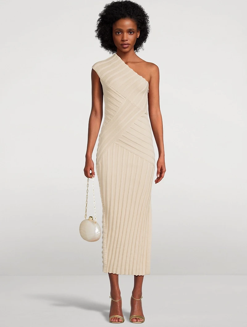 Cielo One-Shoulder Knit Midi Dress