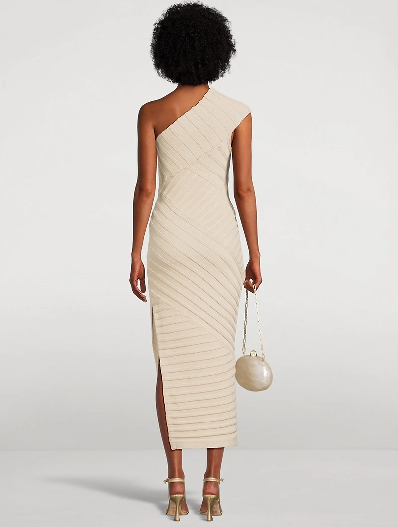 Cielo One-Shoulder Knit Midi Dress