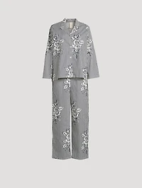 402 Long Pajama Set Pinstripe Rose Navy