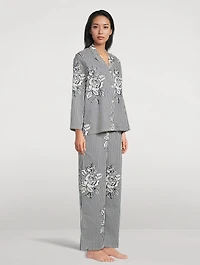 402 Long Pajama Set Pinstripe Rose Navy