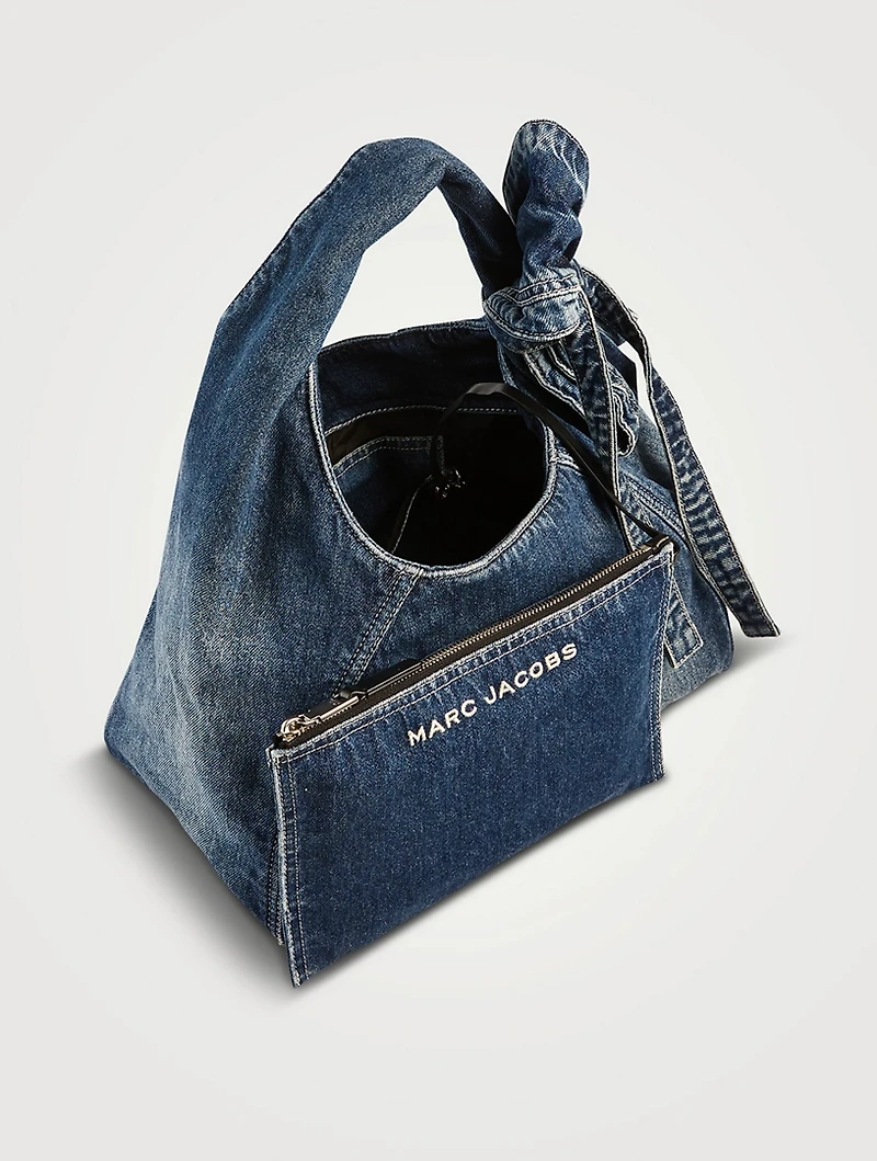 The Sack Bow Denim Shoulder Bag