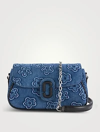 The Clover Puffy Denim Shoulder Bag In Floral Print