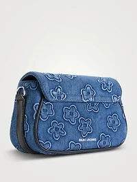 The Clover Puffy Denim Shoulder Bag In Floral Print