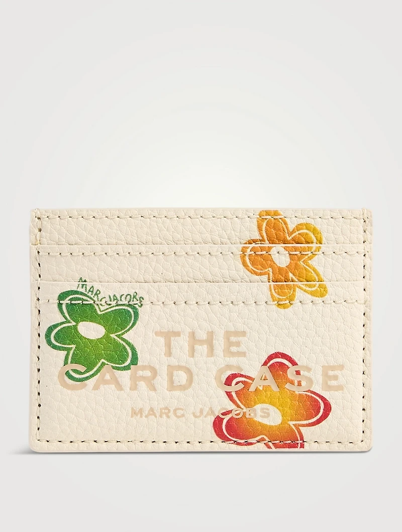 The Leather Card Case In Wild Daisy Print