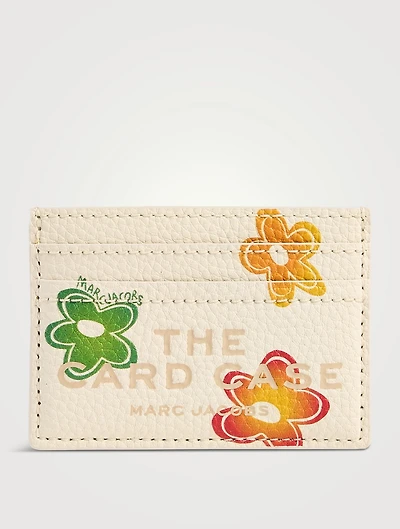 The Leather Card Case In Wild Daisy Print