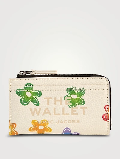 The Leather Zip-Top Wallet In Wild Daisy Print