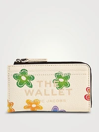 The Leather Zip-Top Wallet In Wild Daisy Print