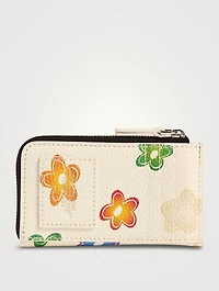 The Leather Zip-Top Wallet In Wild Daisy Print