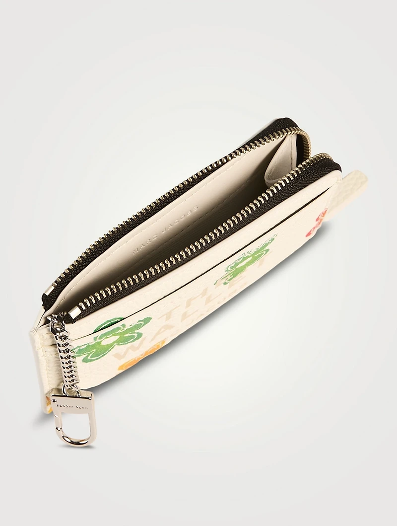The Leather Zip-Top Wallet In Wild Daisy Print