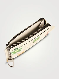 The Leather Zip-Top Wallet In Wild Daisy Print