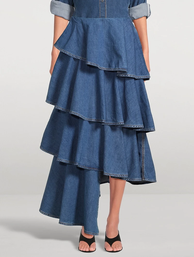 Spiral Denim Skirt
