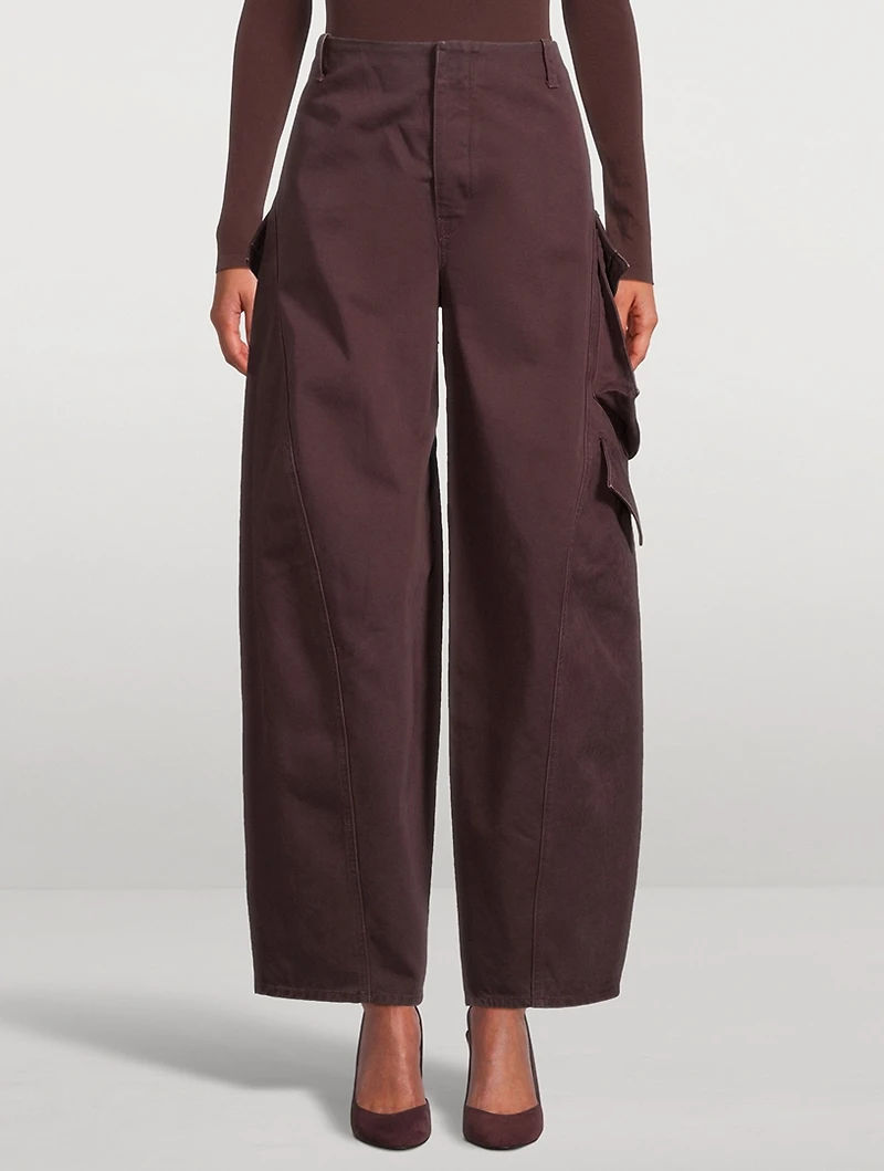 Round Barrel-Leg Cargo Pants