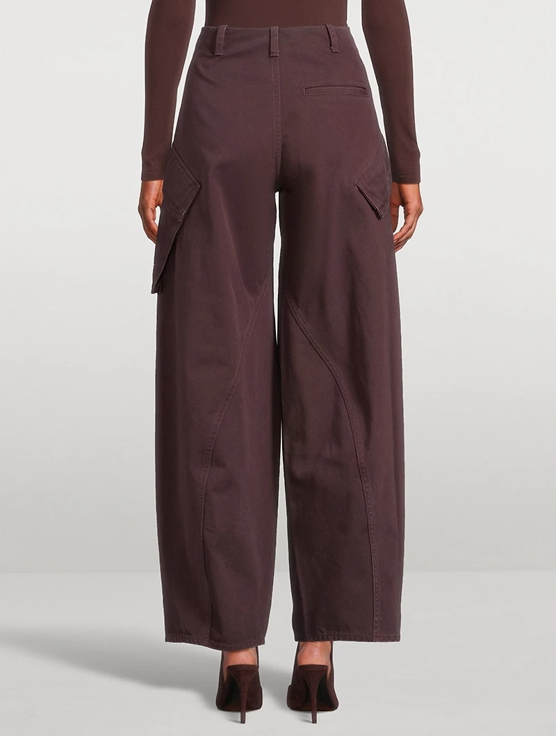 Round Barrel-Leg Cargo Pants