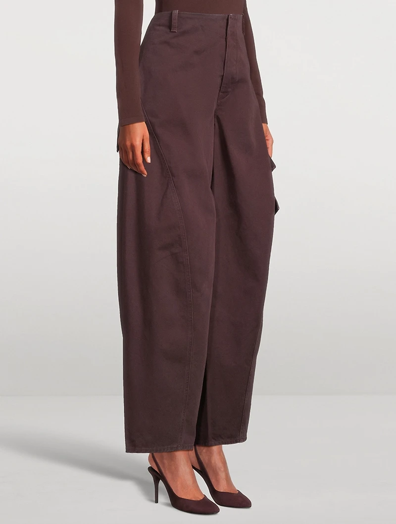 Round Barrel-Leg Cargo Pants