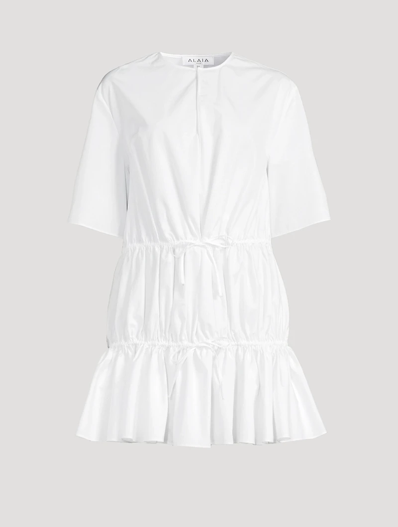 Drawstring Poplin Mini Dress