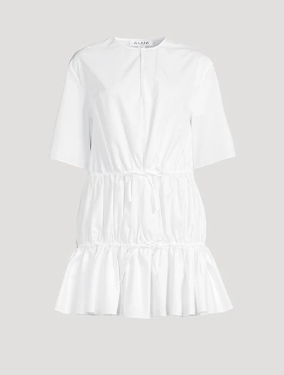 Drawstring Poplin Mini Dress