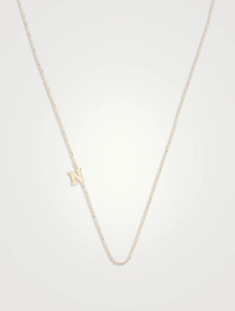 Love Letter 14K Gold N Initial Single Diamond Necklace