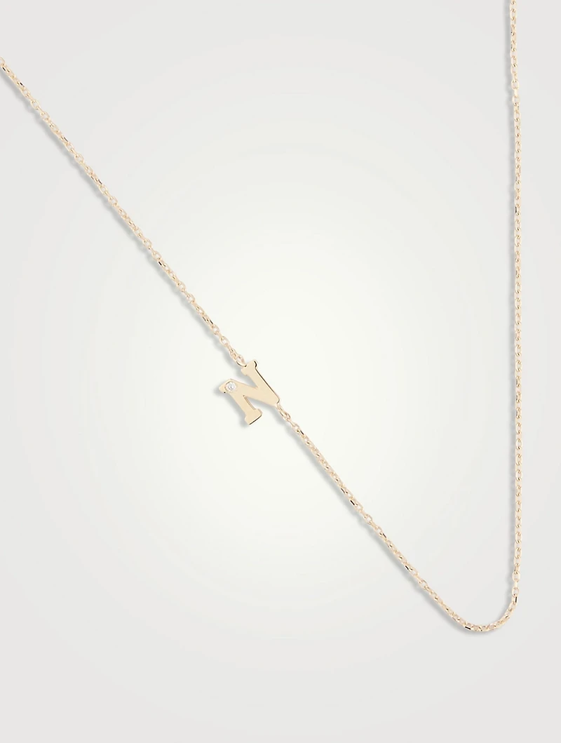 Love Letter 14K Gold N Initial Single Diamond Necklace